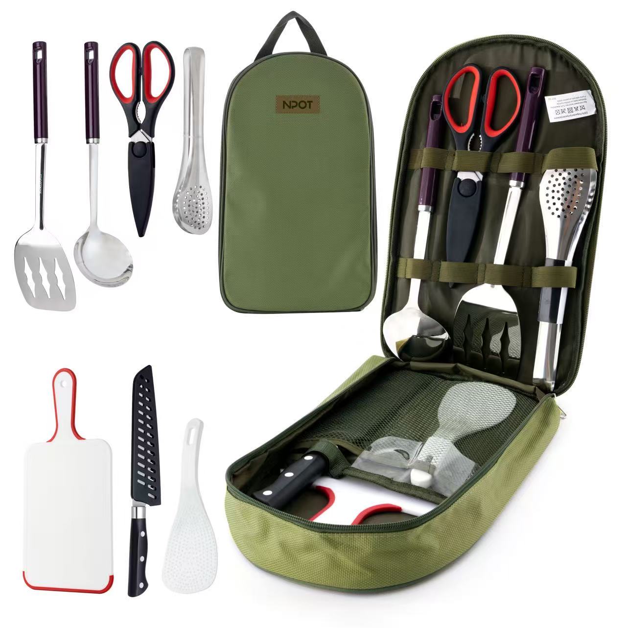 Portable Camp Kitchen Utensil Organizer Set 8PCS