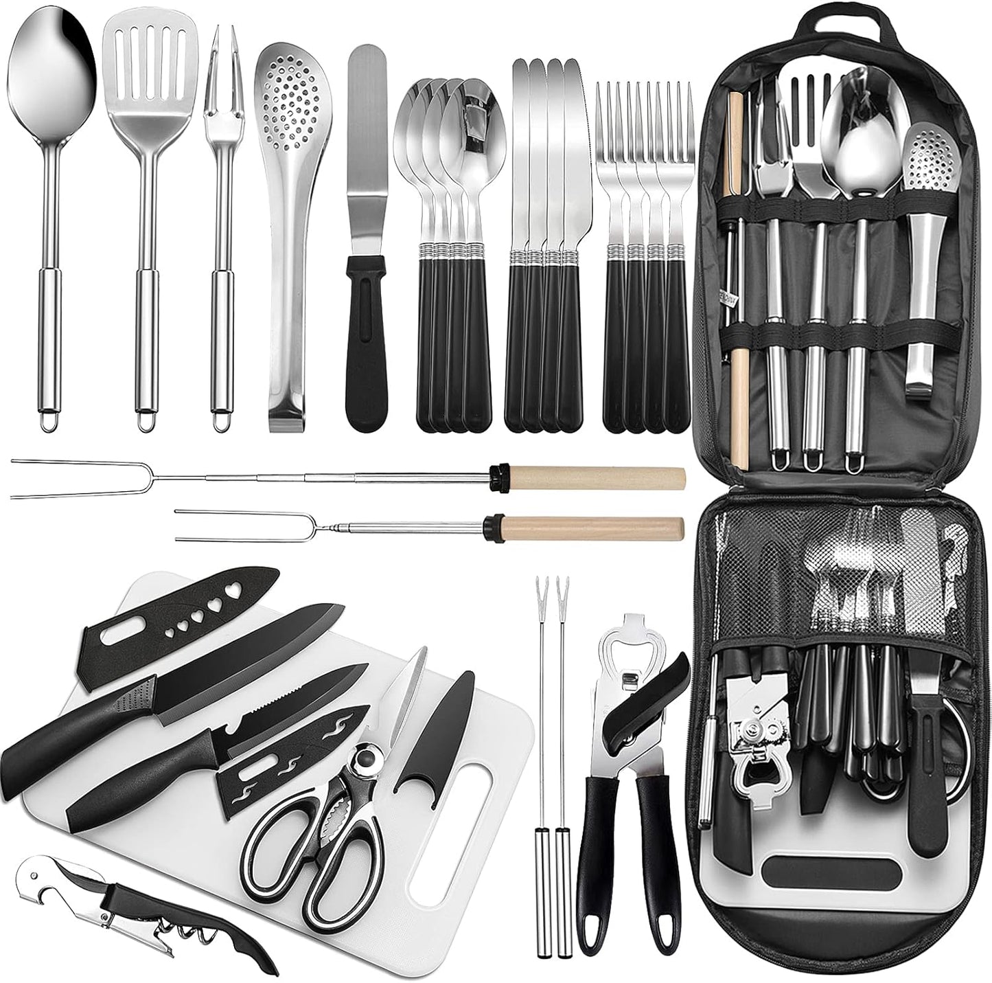 Portable Camping Kitchen Utensil Set-27 Piece Cookware Kit