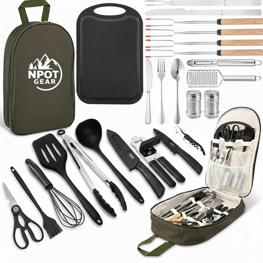 NPOT GEAR 25/30PCS Silicone Camping Cooking Utensils Set Elevates Your Outdoor Cuisine