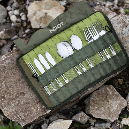 Travel Light, Dine in Style — NPOT 13-Piece Camping Cutlery Organizer Set