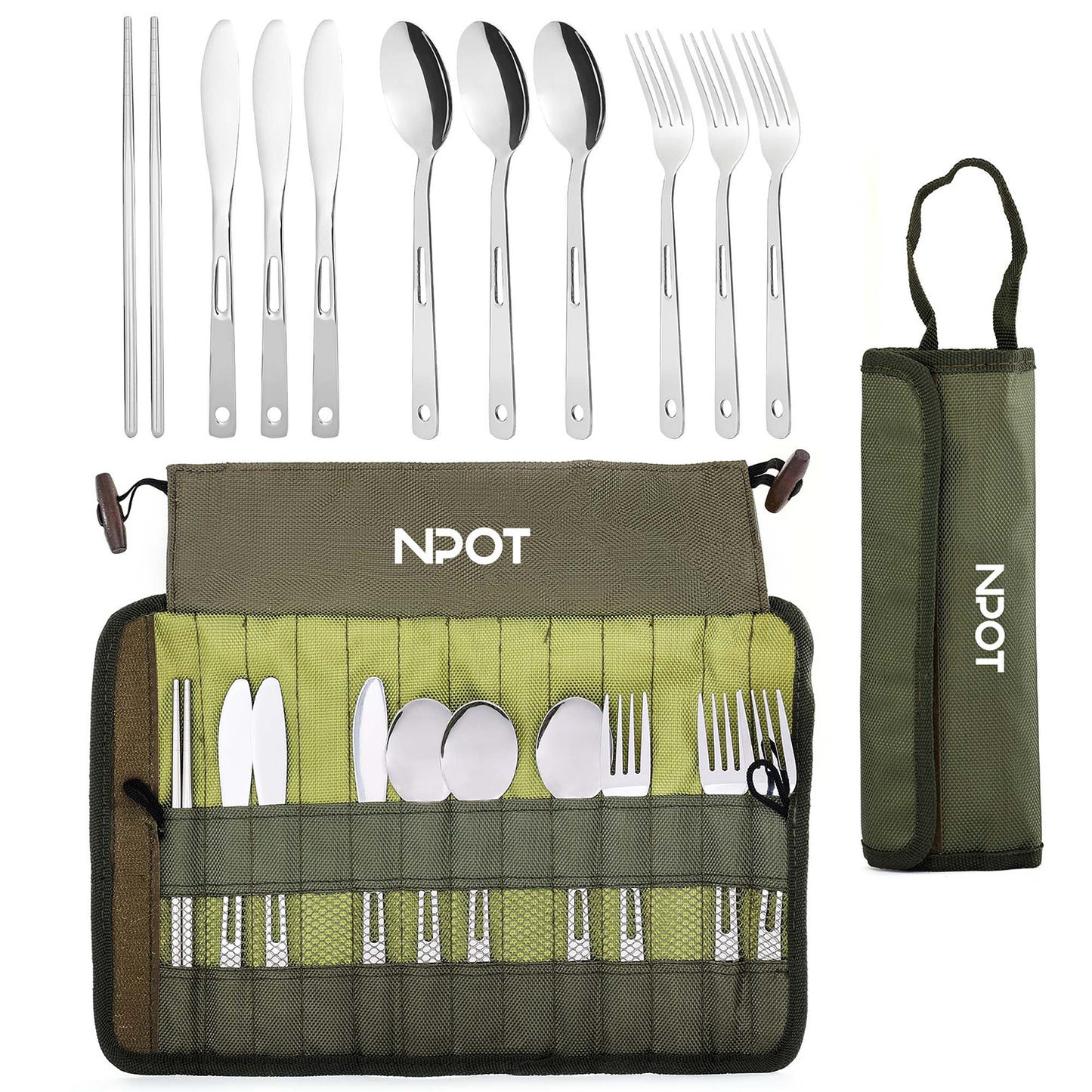 NPOT Camping Cutlery Organizer 13PCS